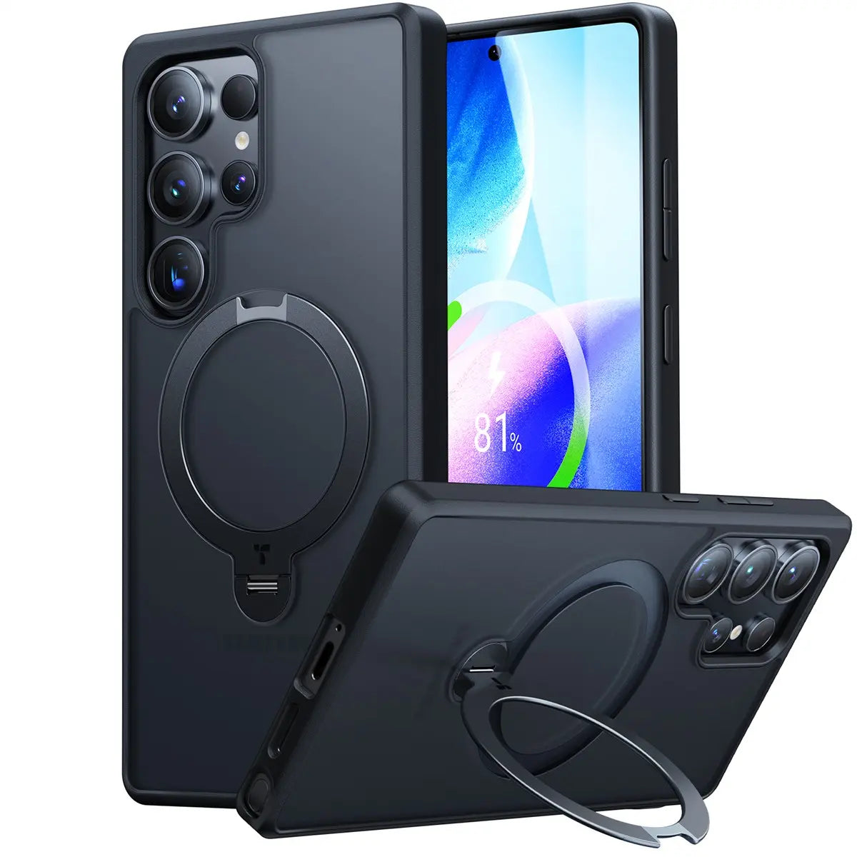 TORRAS Ostand Spin Hülle,Samsung S25 Ultra,Schwarz